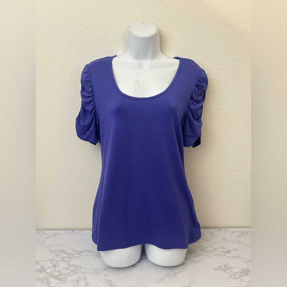 INC International Concepts Short Puff Sleeve Top Women’s PM Blouse Purple